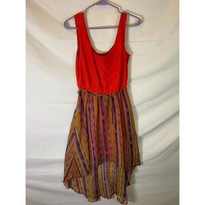 AS YOU WISH WOMENS JUNIORS SIZE SMALL HI-LOW DRESS COLORFUL SLEEVELESS
